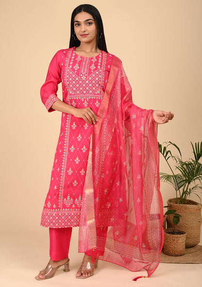 Pink Color Floral Printed Salwar Suit