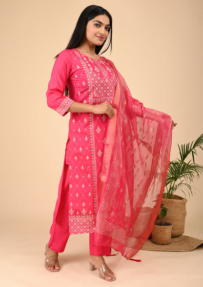 Pink Color Floral Printed Salwar Suit