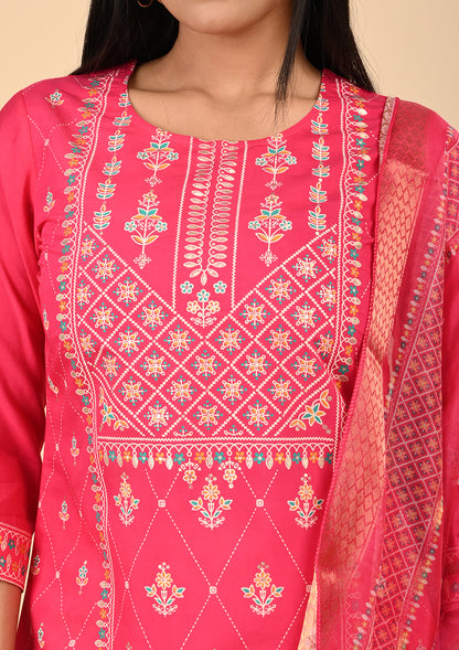 Pink Color Floral Printed Salwar Suit