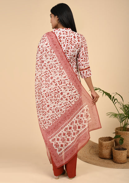 Womens Safforn Color Cotton Salwar Suit