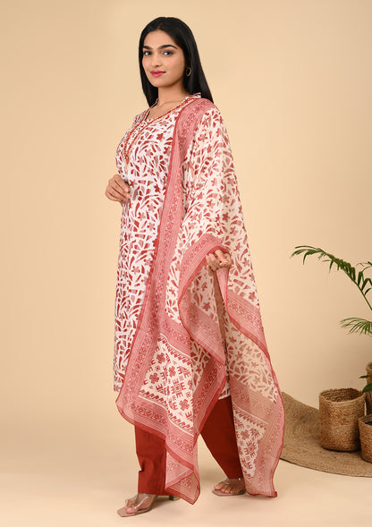 Womens Safforn Color Cotton Salwar Suit