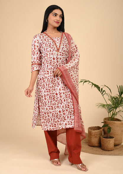 Womens Safforn Color Cotton Salwar Suit