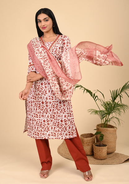 Womens Safforn Color Cotton Salwar Suit