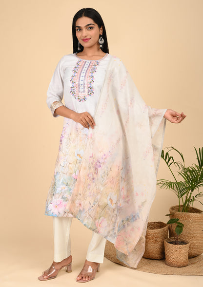 Cream Color Embroidery Salwar Suit