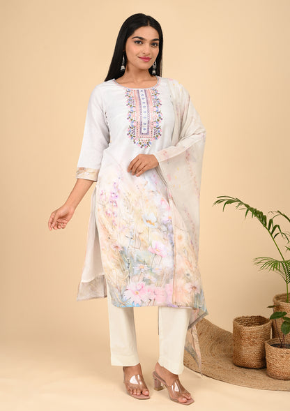 Cream Color Embroidery Salwar Suit