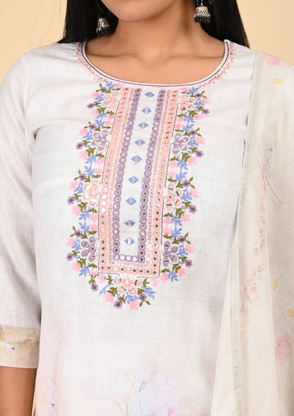 Cream Color Embroidery Salwar Suit