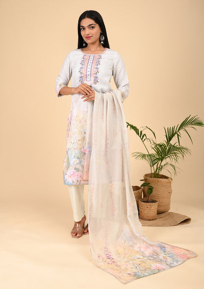 Cream Color Embroidery Salwar Suit