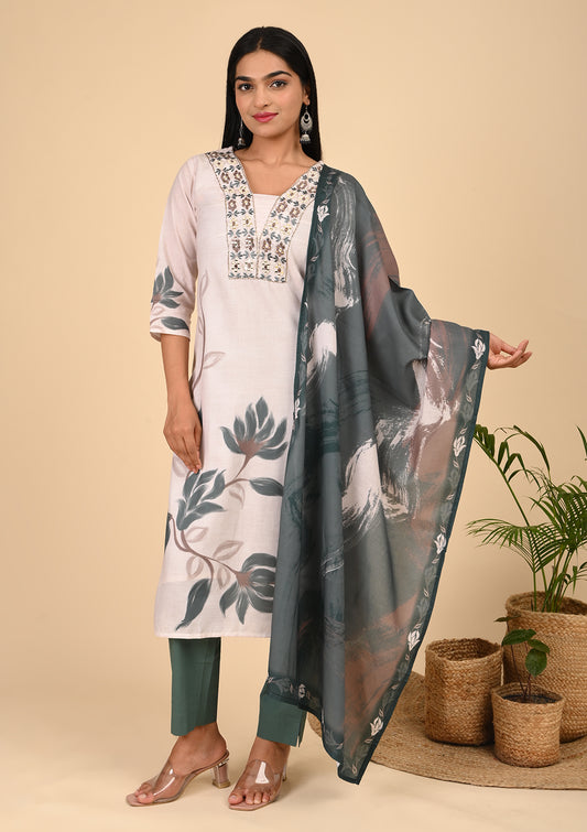 Grey Digital Printed Salwar Suits