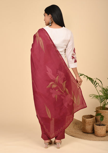 Half White Color Placement Printed Kurta Sets