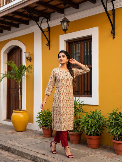 Ivory Heritage Printed Kurta