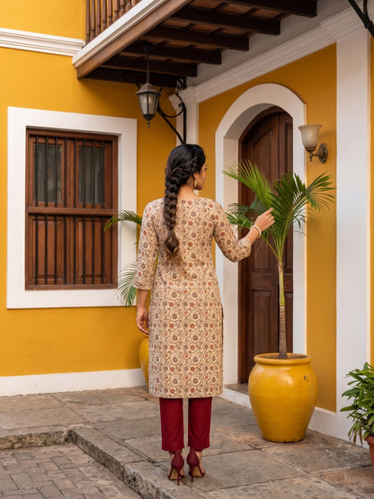 Ivory Heritage Printed Kurta