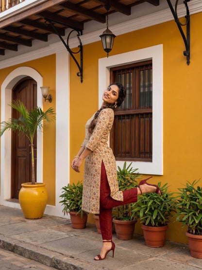 Ivory Heritage Printed Kurta
