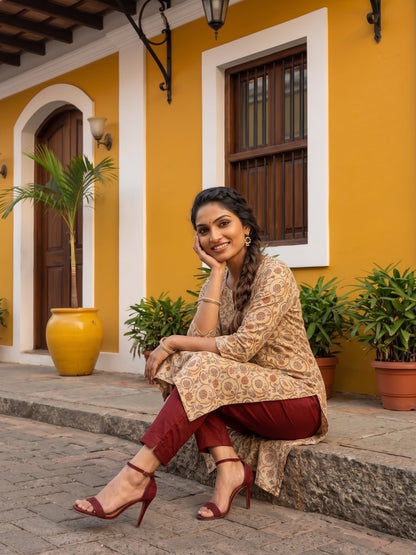Ivory Heritage Printed Kurta