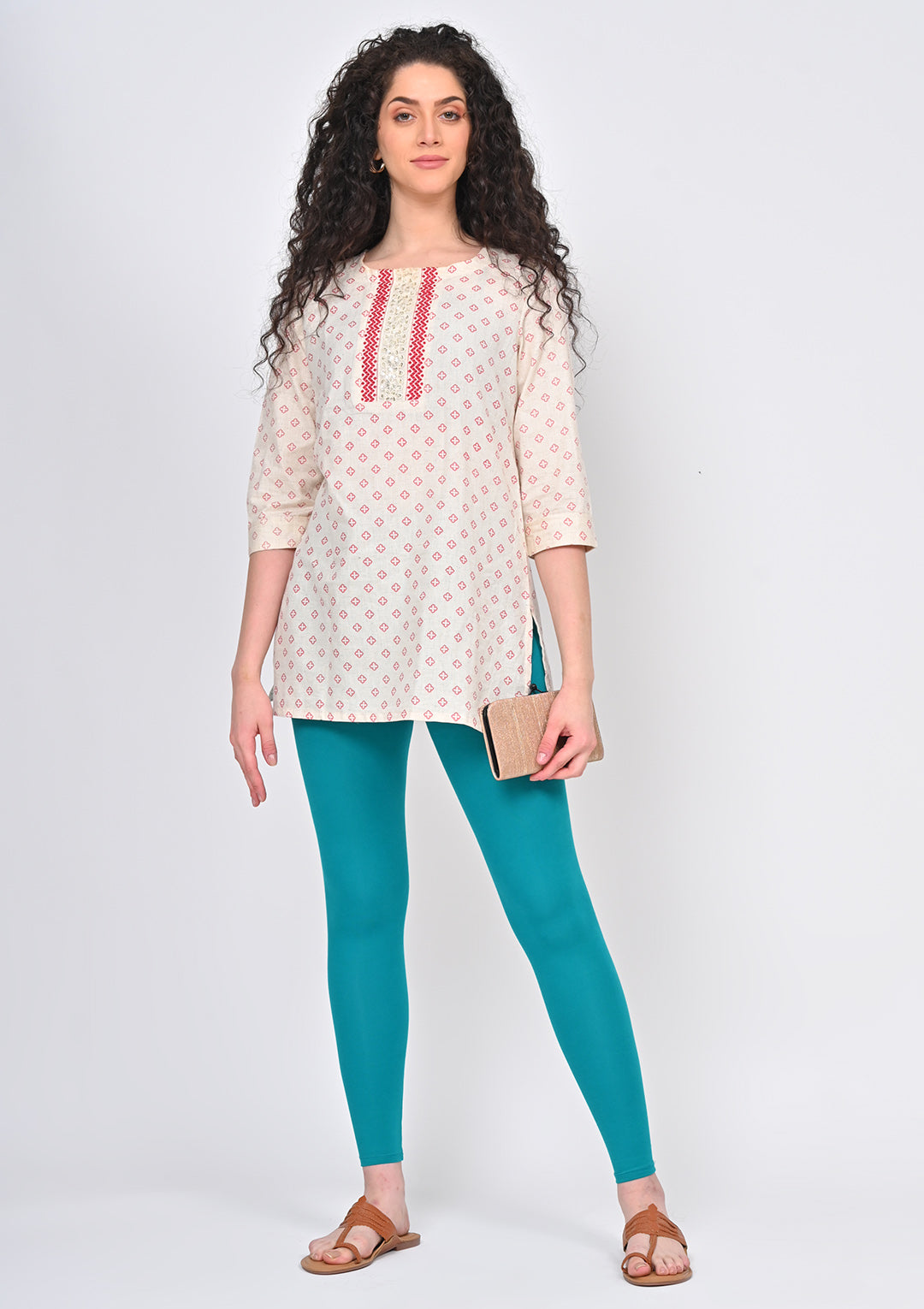 IP Womens Turquoise Ankle Leggings - Main Image