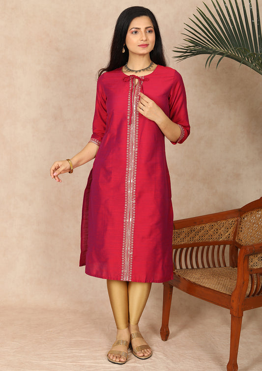 Solid Magenta color Kurti