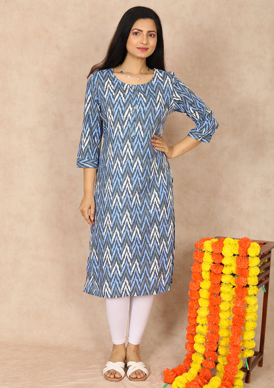 Womens Ikat Straight Cut Kurti