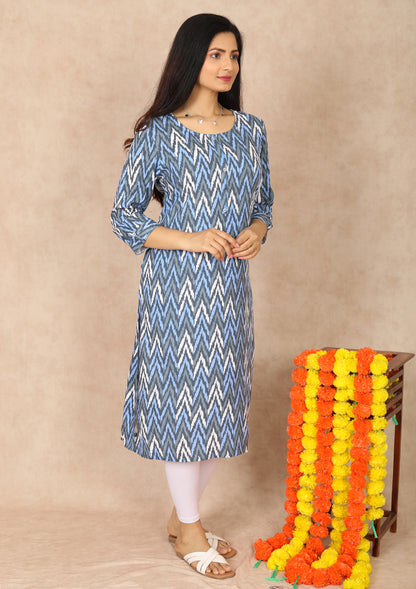 Womens Ikat Straight Cut Kurti