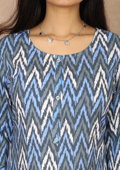 Womens Ikat Straight Cut Kurti