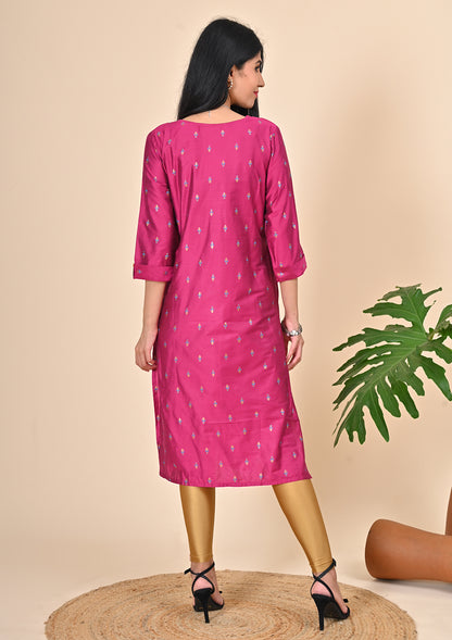 Semi Silk Sequence Embroidery Kurti