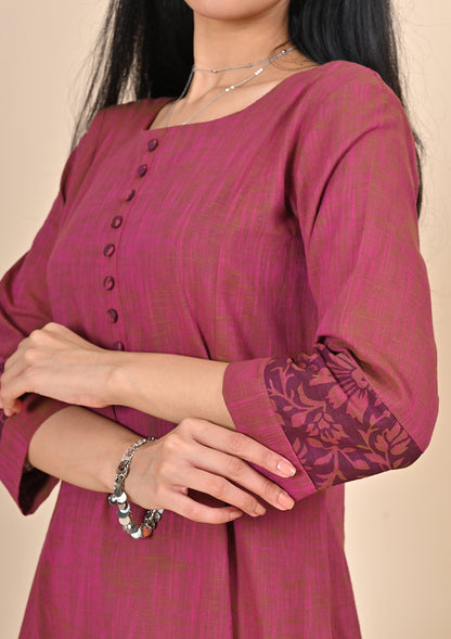 Purple Color Cotton Flex Kurti