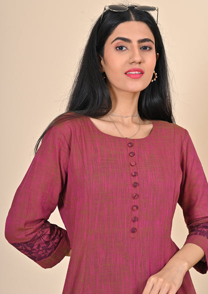Purple Color Cotton Flex Kurti