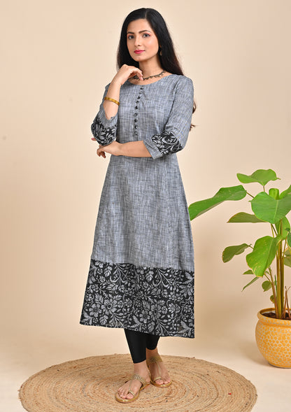 Grey Color Cotton Flex Kurti