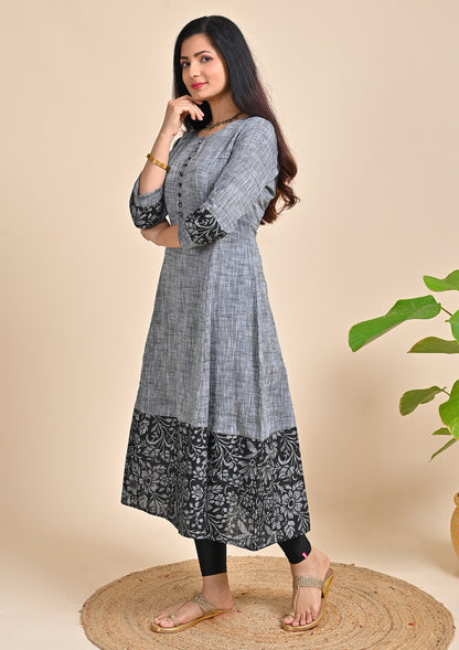 Grey Color Cotton Flex Kurti