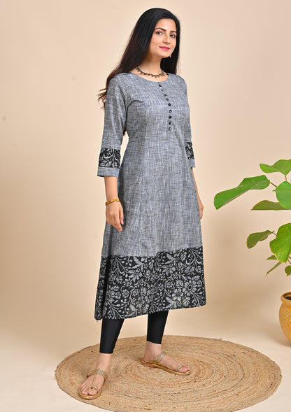 Grey Color Cotton Flex Kurti