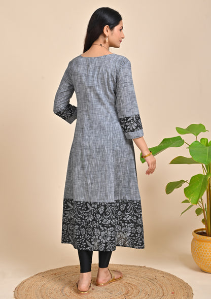 Grey Color Cotton Flex Kurti