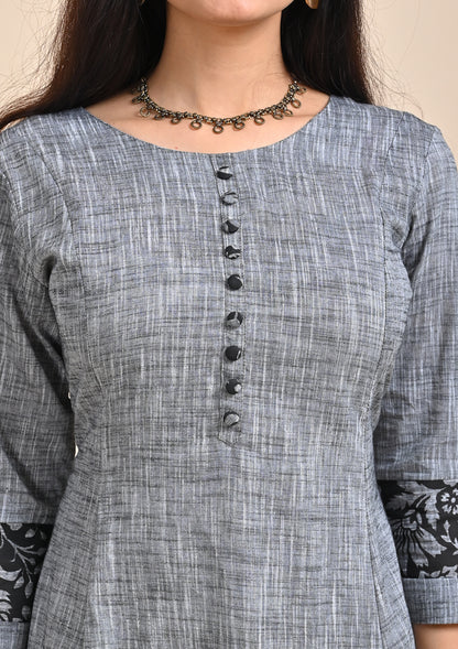 Grey Color Cotton Flex Kurti