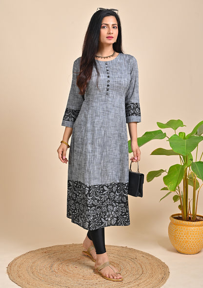 Grey Color Cotton Flex Kurti