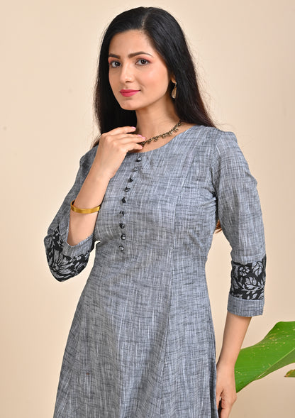 Grey Color Cotton Flex Kurti
