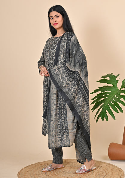Printed Office Wear Kurta Sets Black