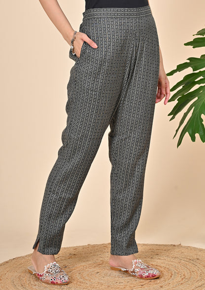 Printed Office Wear Kurta Sets Black