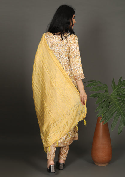 Mustard Color Foil Printed Salwar Suits