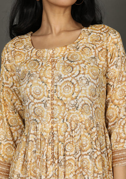 Mustard Color Foil Printed Salwar Suits