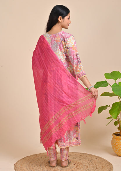 Pink Color Foil Printed Salwar Suits