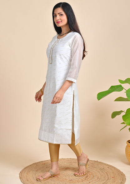 White Color Zari Kurti