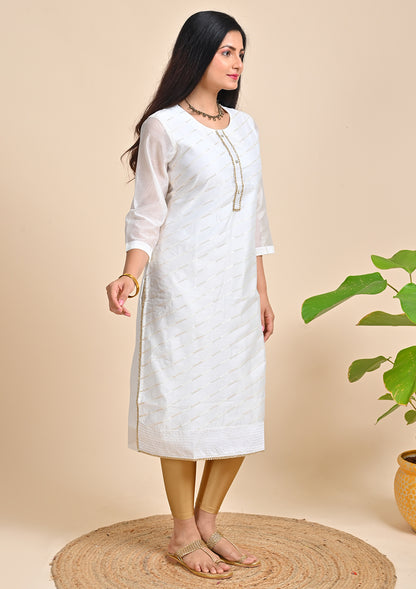 White Color Zari Kurti