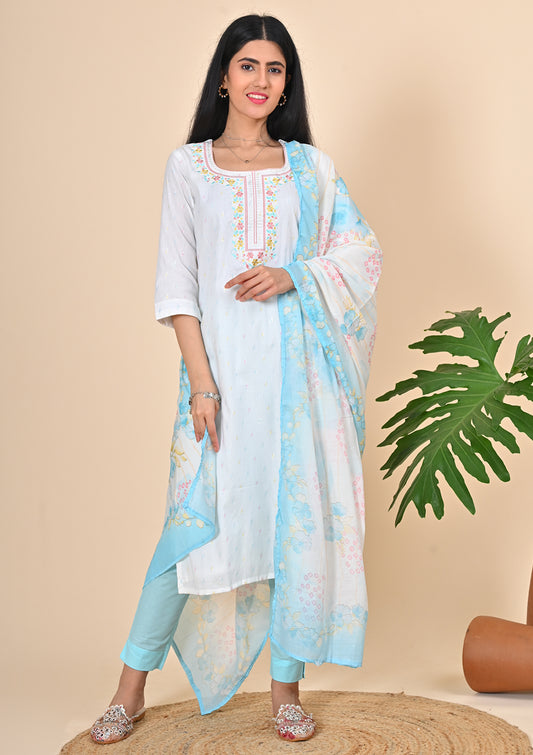 White Lurex Salwar Suits