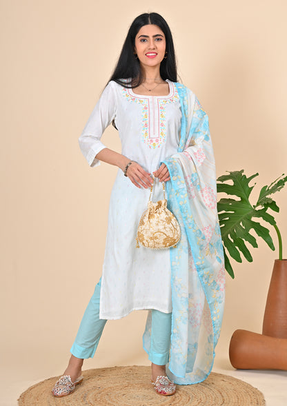 White Lurex Salwar Suits