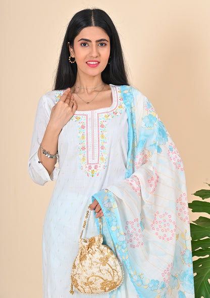 White Lurex Salwar Suits