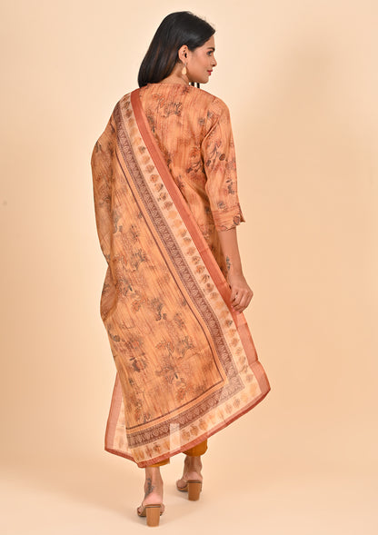 Rust Tissue Straight Cut Salwar Suit