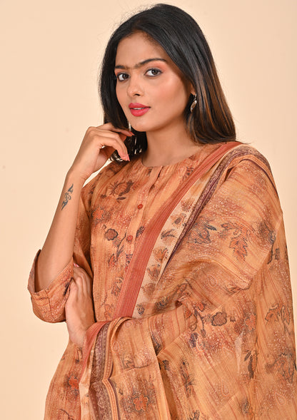 Rust Tissue Straight Cut Salwar Suit