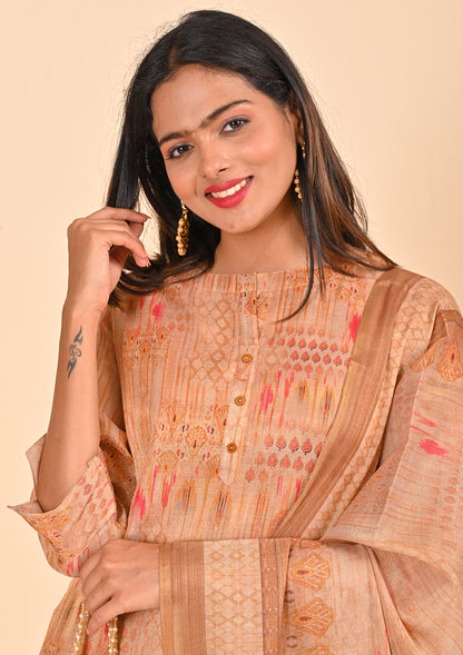 Peach Color Tissue Salwar Suit