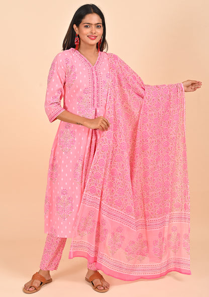 Pink Color A - line Salwar Sets