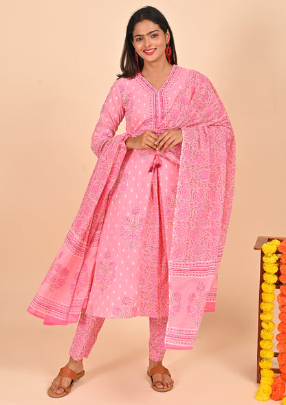 Pink Color A - line Salwar Sets