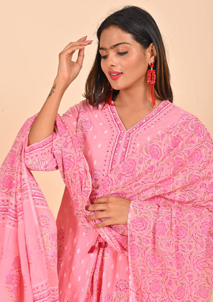 Pink Color A - line Salwar Sets