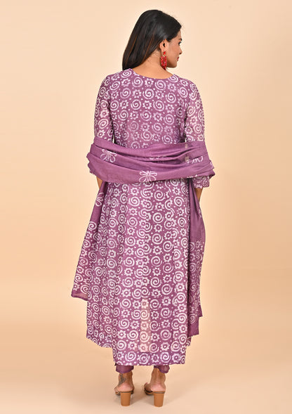 Purple Color Chanderi Silk Cotton Salwar Suit