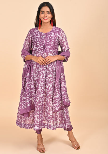 Purple Color Chanderi Silk Cotton Salwar Suit